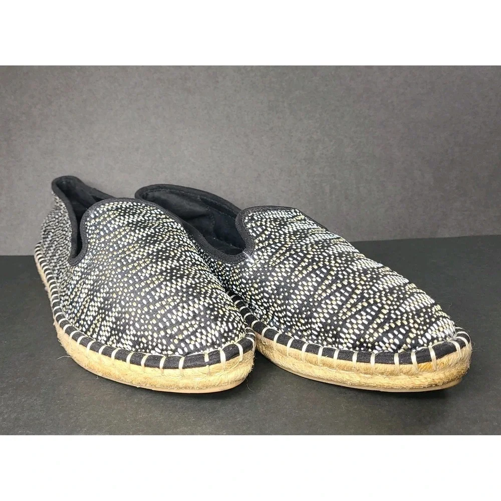 Universal Thread Woven Espadrille Slip-On Flats Women 11 Black White EUC